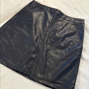 LOFT Black pleather a-line skirt